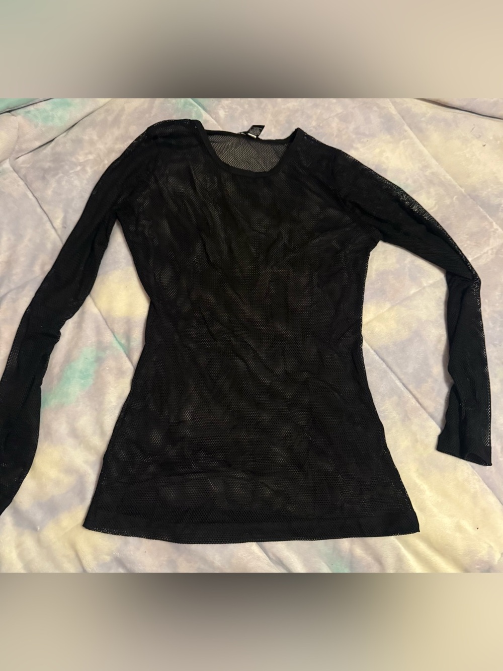 Hot Topic Black Sheer Mesh Long Sleeve Top